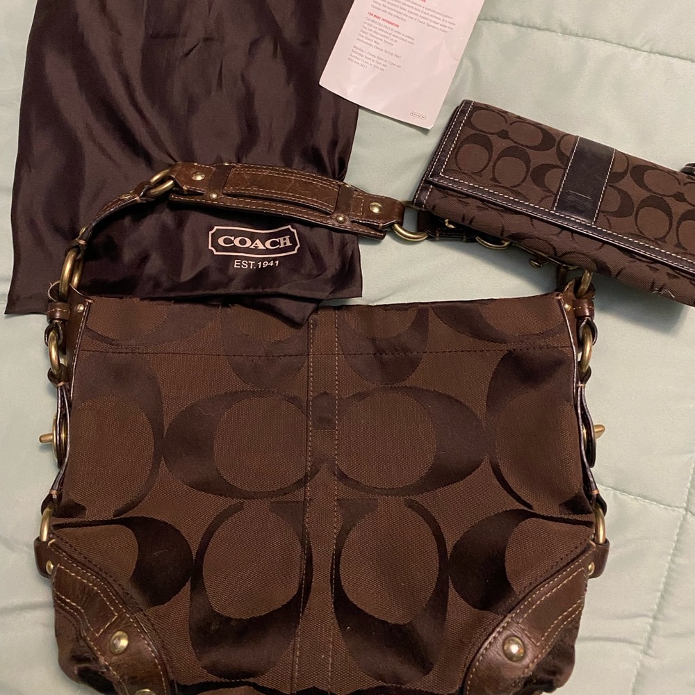Coach signature purse w/ matching wallet